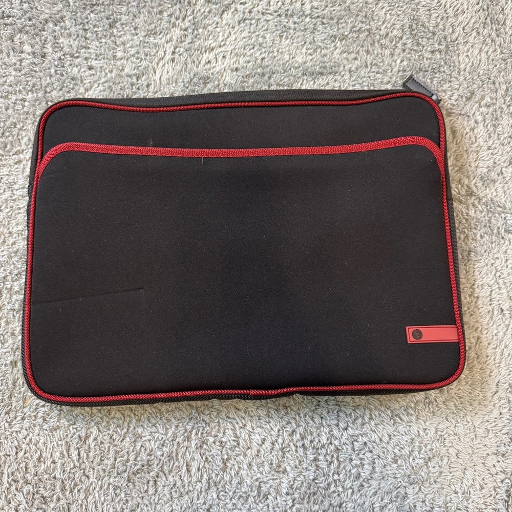HP Laptop Sleeve Case 15 Inch Black Red Neoprene Zipper Front Pocket